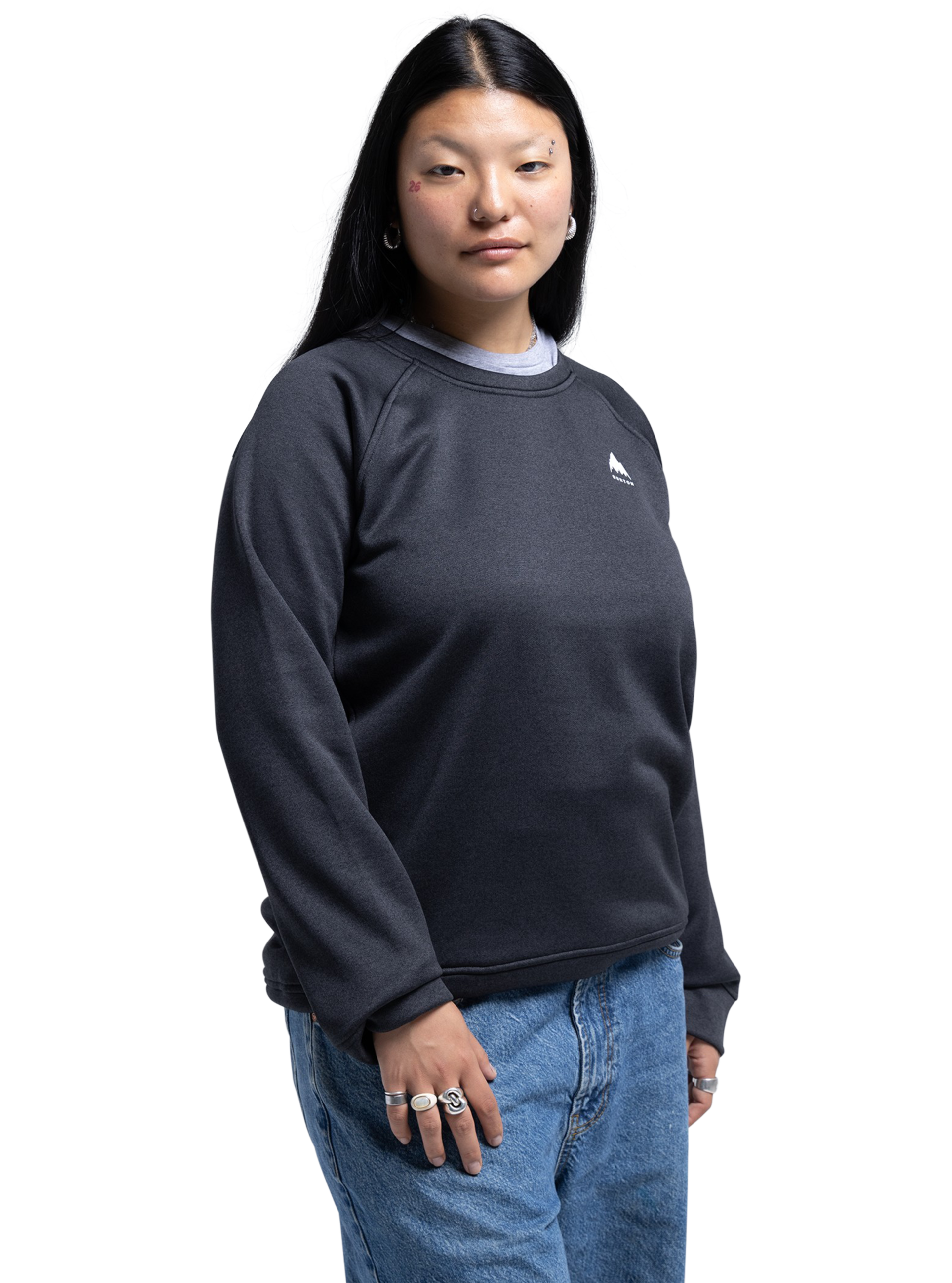 Burton Oak crewneck fleecegenser dame True Black Heather