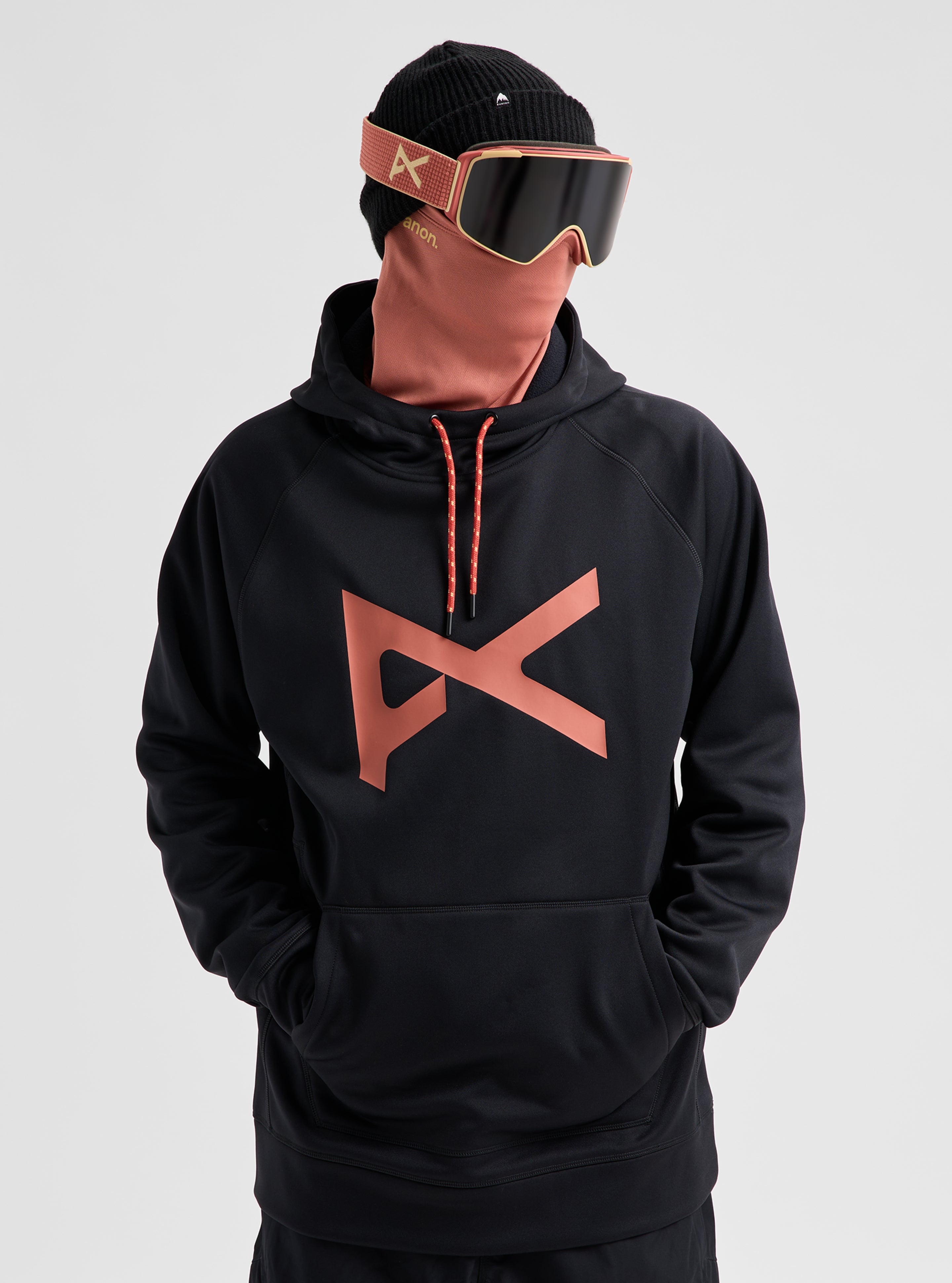 Anon MFI Pullover Hoodie hettegenser Terracotta Black fleece