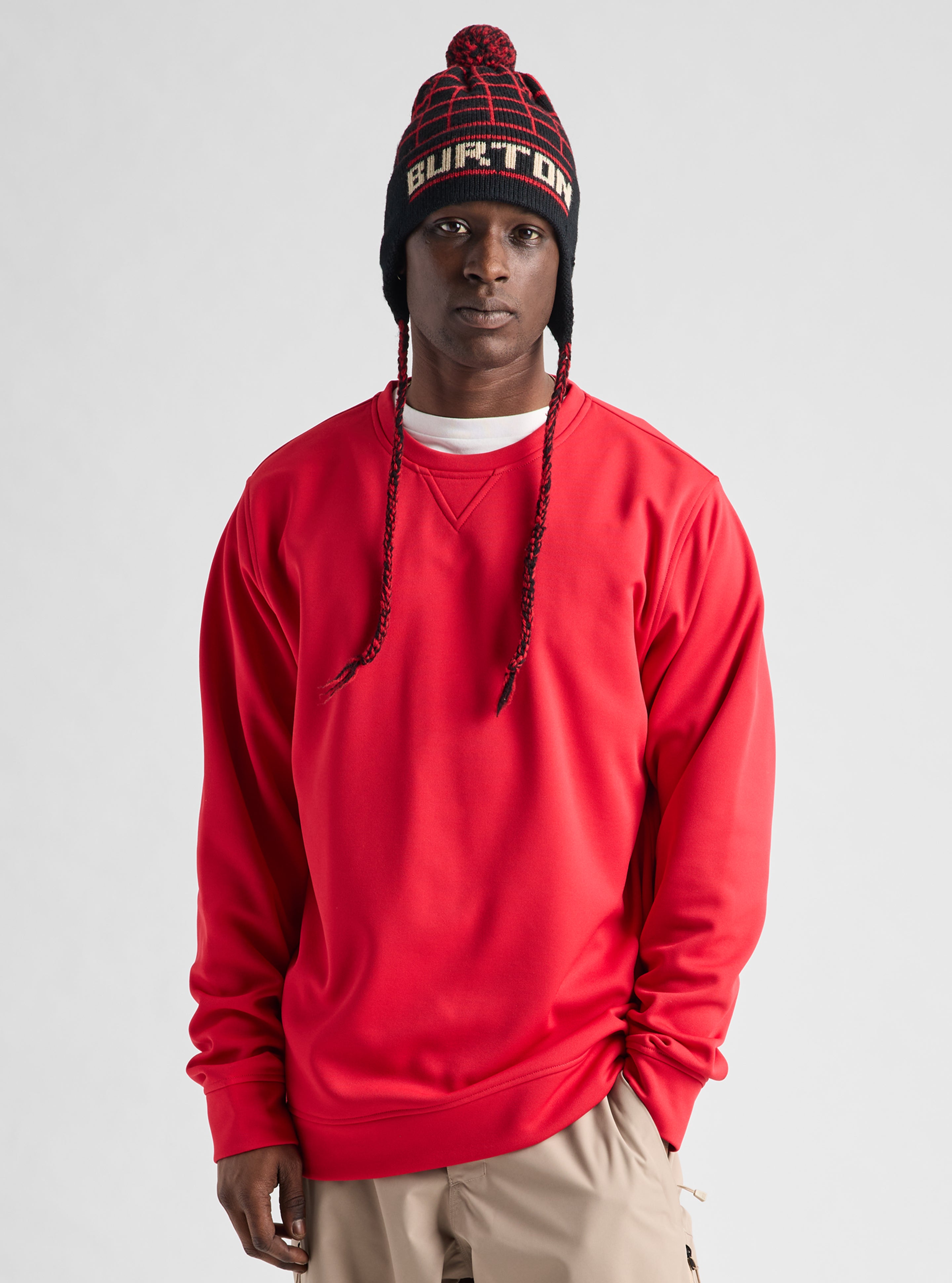 Burton Oak Pullover Crew genser geranium red fleece