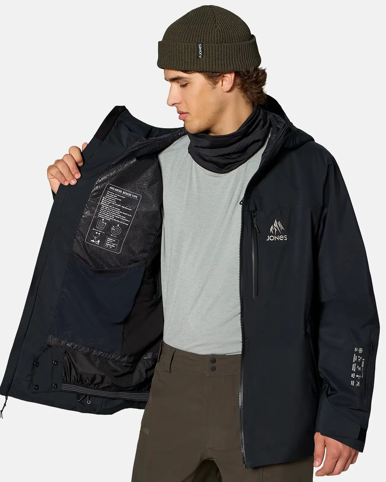 Jones Deeper GORE-TEX jakke Stealth Black isolert herre