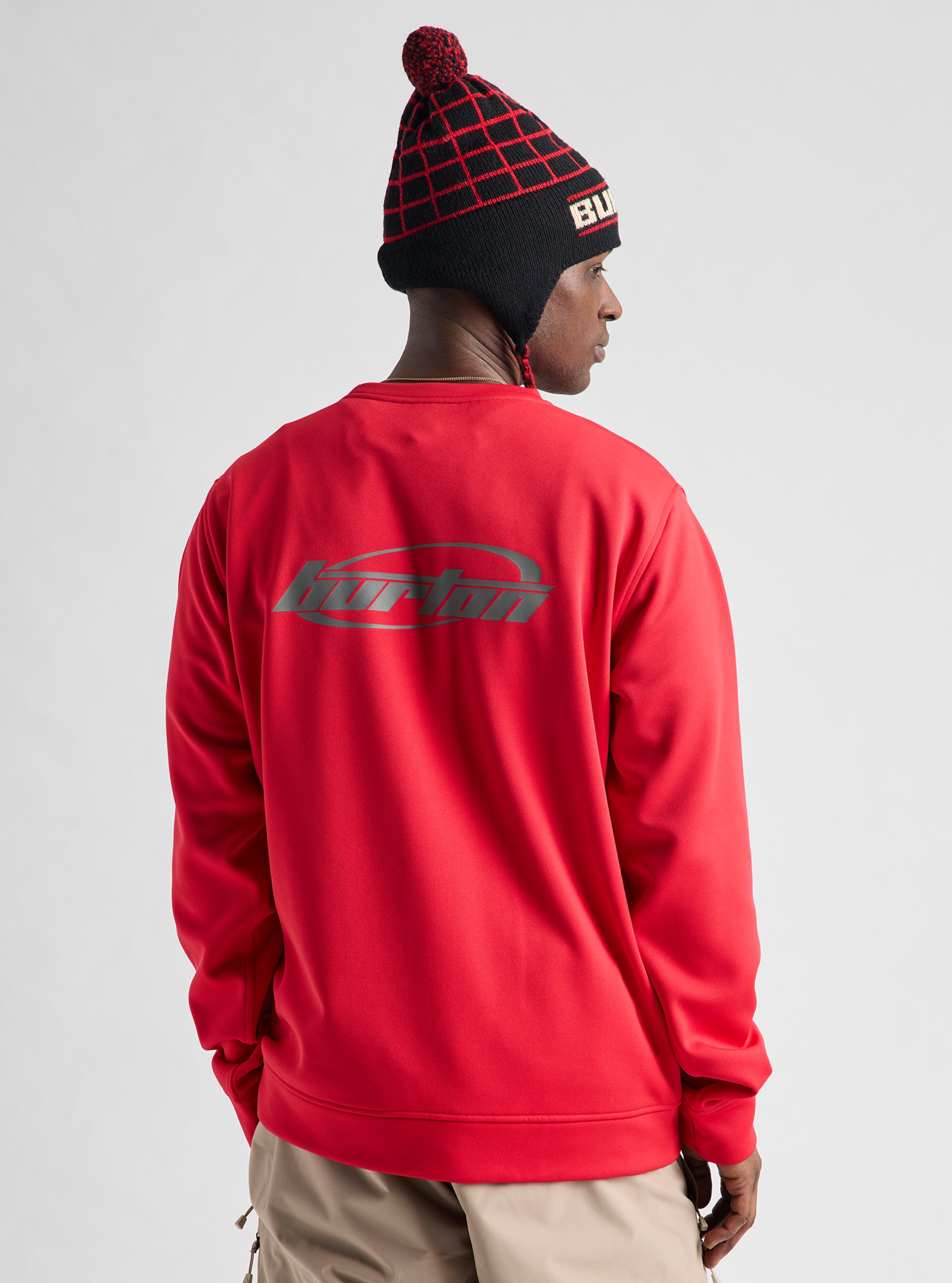 Burton Oak Pullover Crew genser geranium red fleece