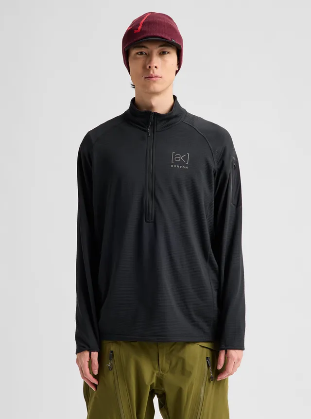 Burton ak Helium Grid half-zip fleece herre True Black pustende