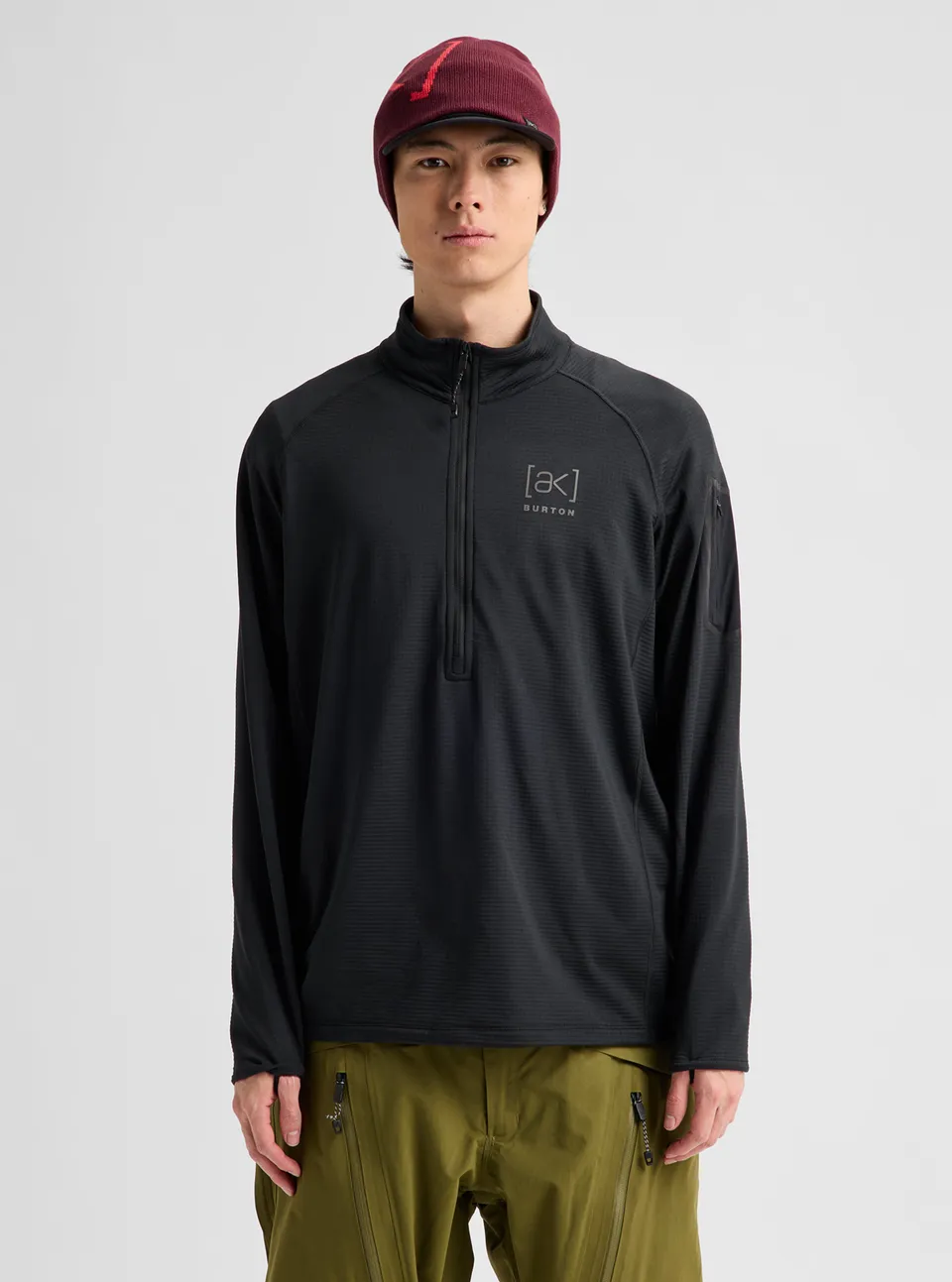 Burton ak Helium Grid half-zip fleece herre True Black pustende