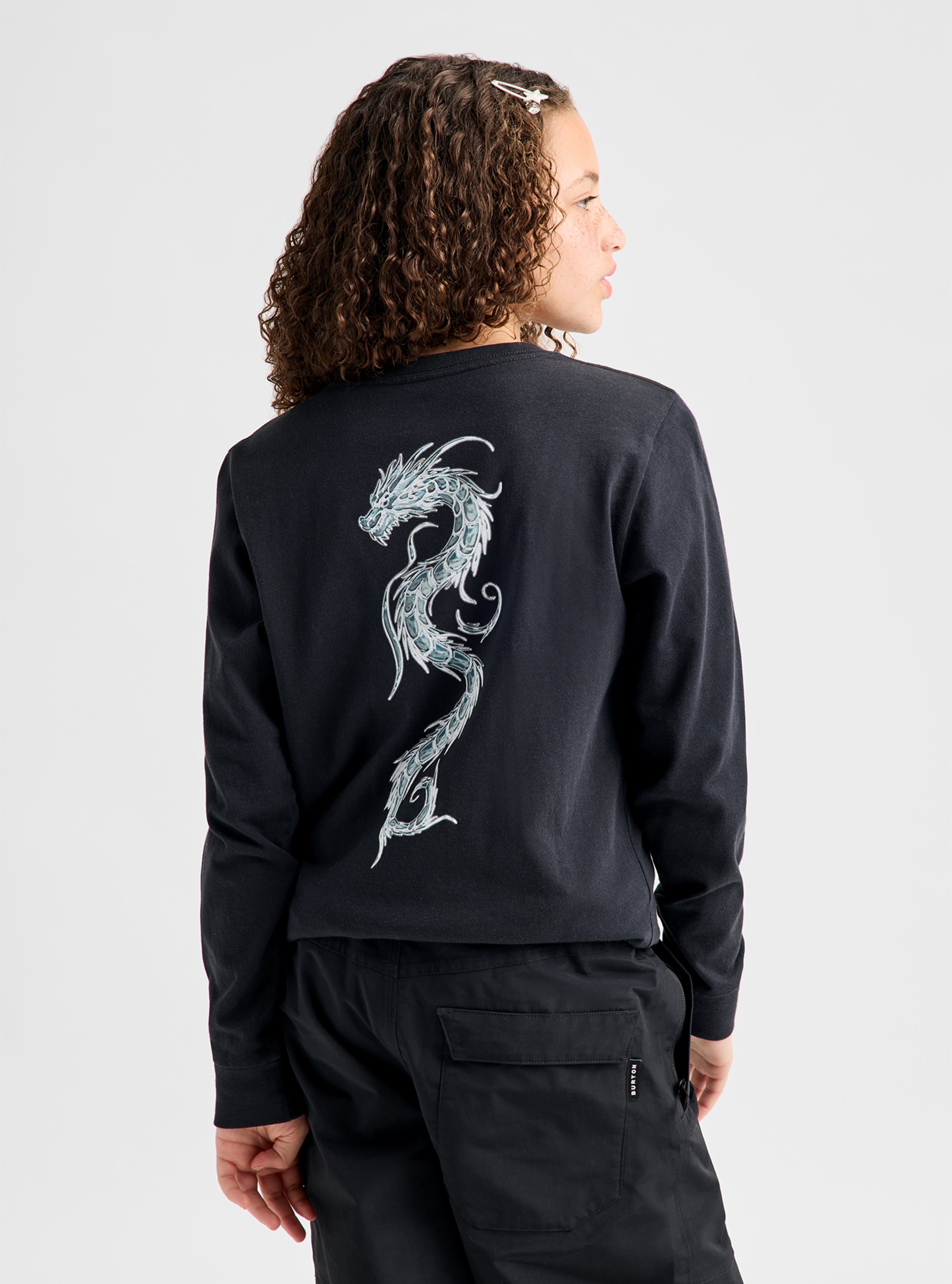 Burton Blossom 27 Long Sleeve t-skjorte barn True Black økologisk