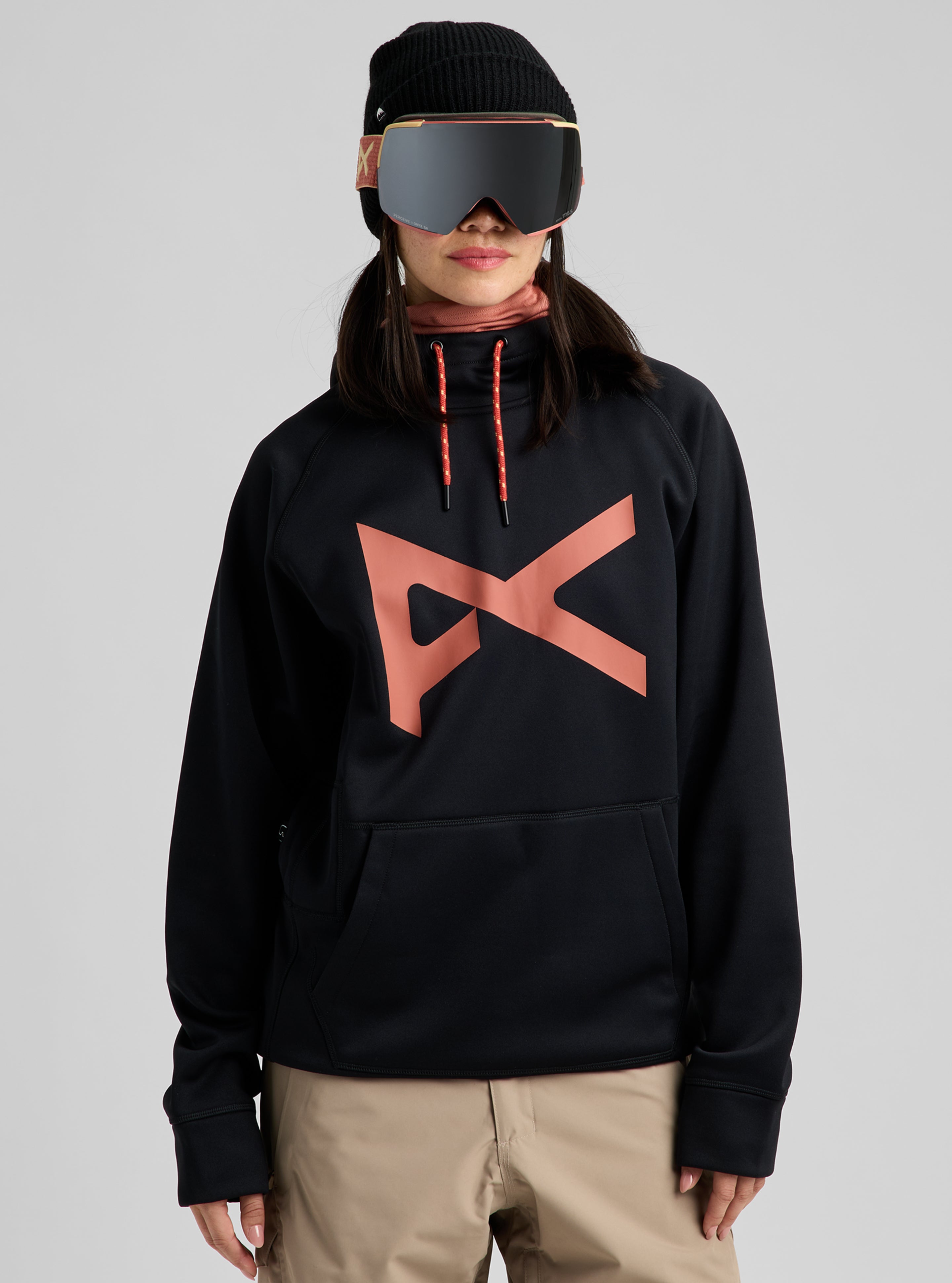 Anon MFI Pullover Hoodie hettegenser Terracotta Black fleece