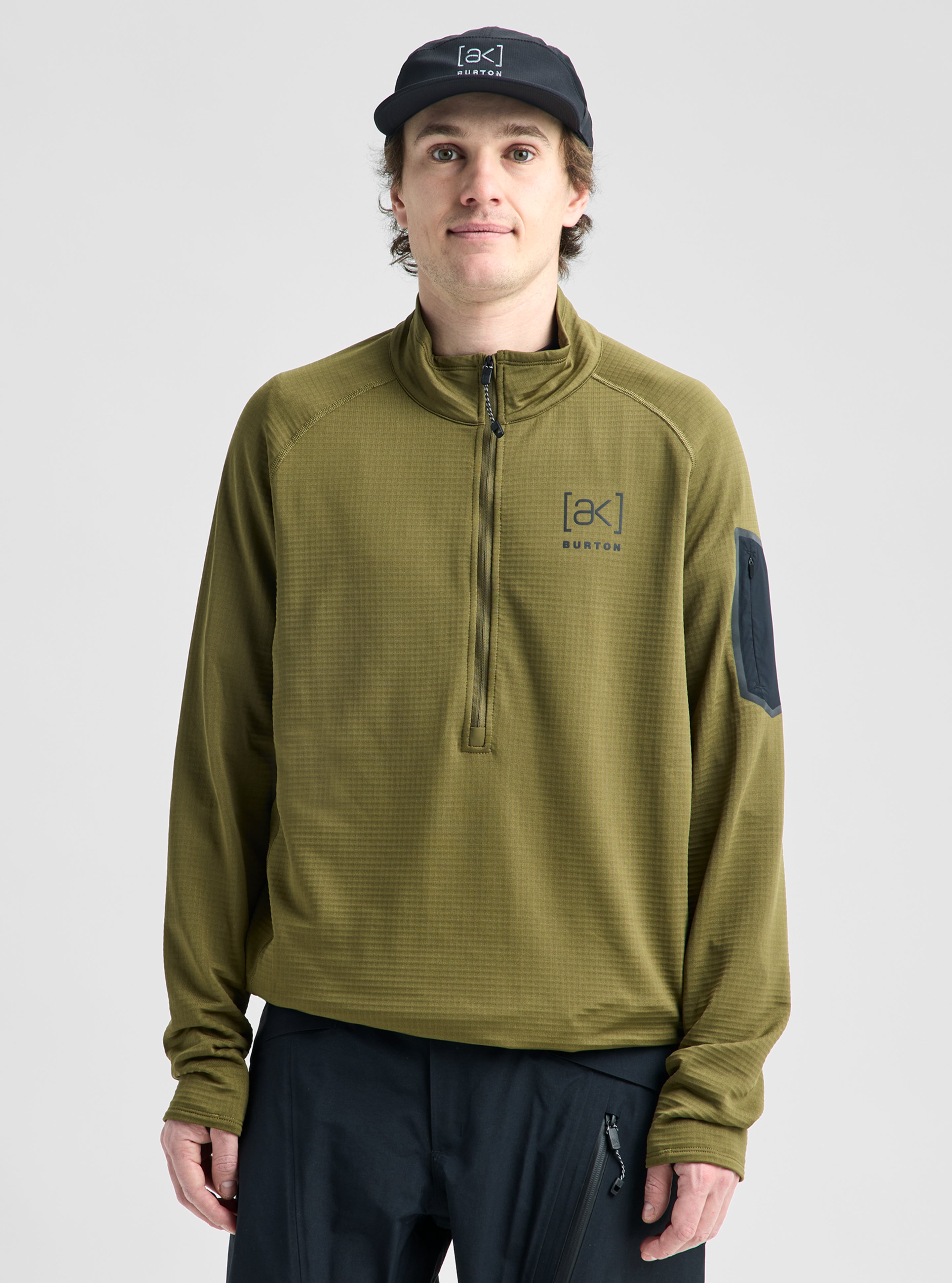 Burton ak Helium Grid half-zip fleece herre True Black pustende