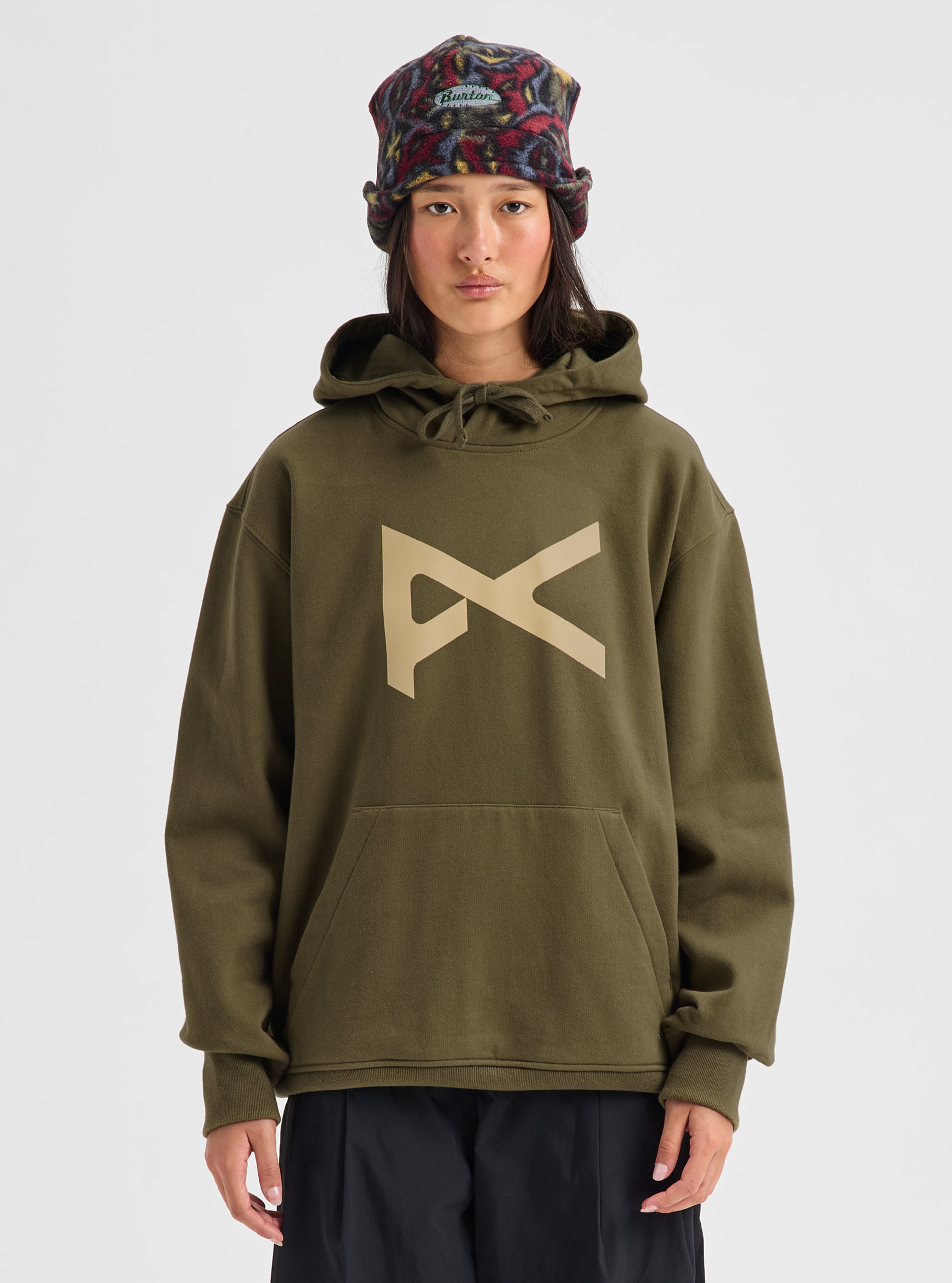 Anon Pullover hettegenser dried moss varm fleece