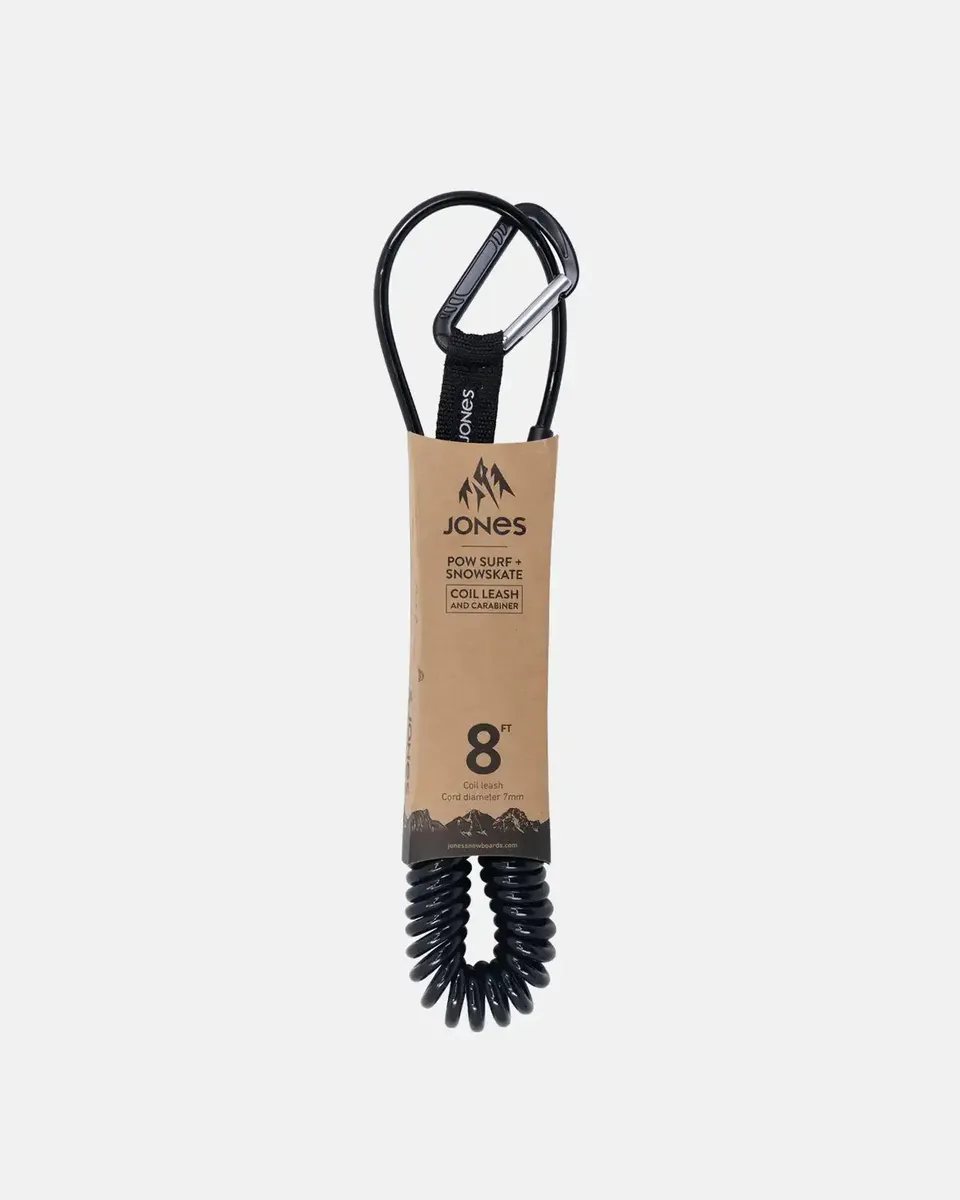 Jones Pow Surf Coil Leash 2021 brettleash svart 7 mm