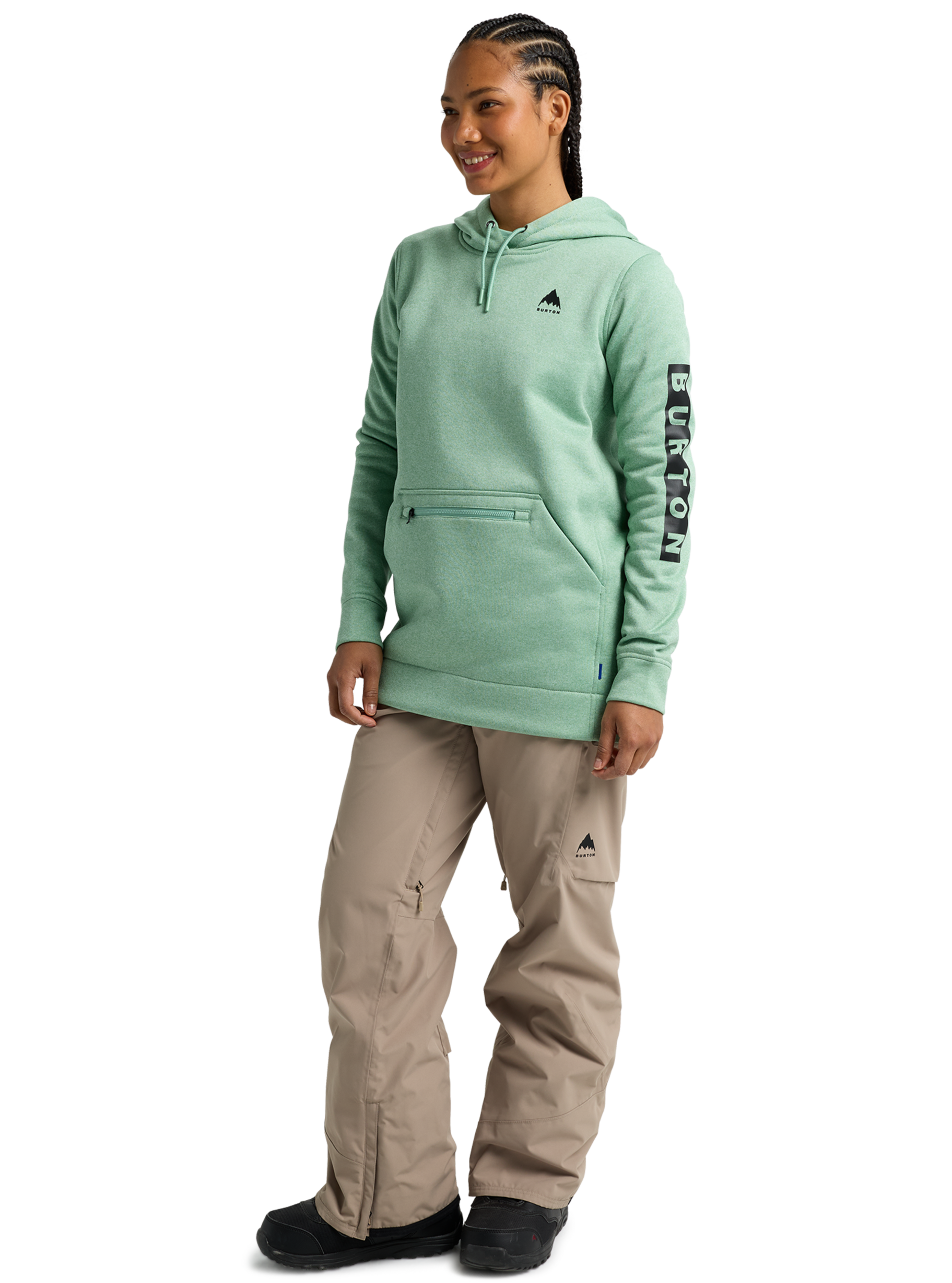 Burton Oak Long hoodie dame Washed Lavender Heather fleece