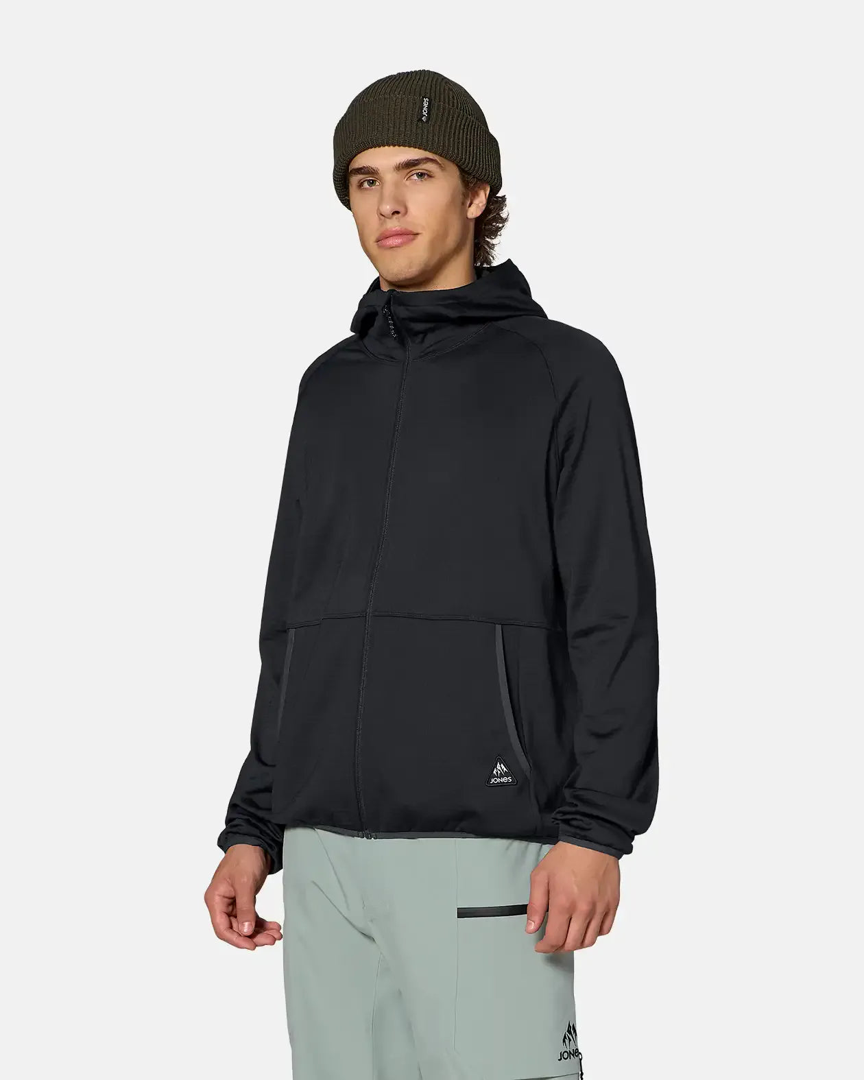 Jones Flagship Grid Fleece Hooded Jacket fleecejakke glacier gray resirkulert