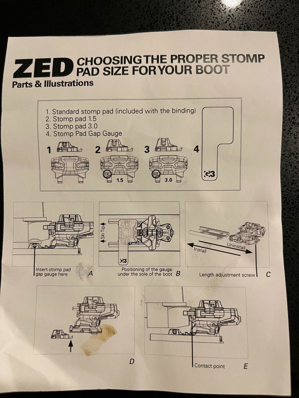 G3 ZED Freeride stomp pad kit feste i bakken