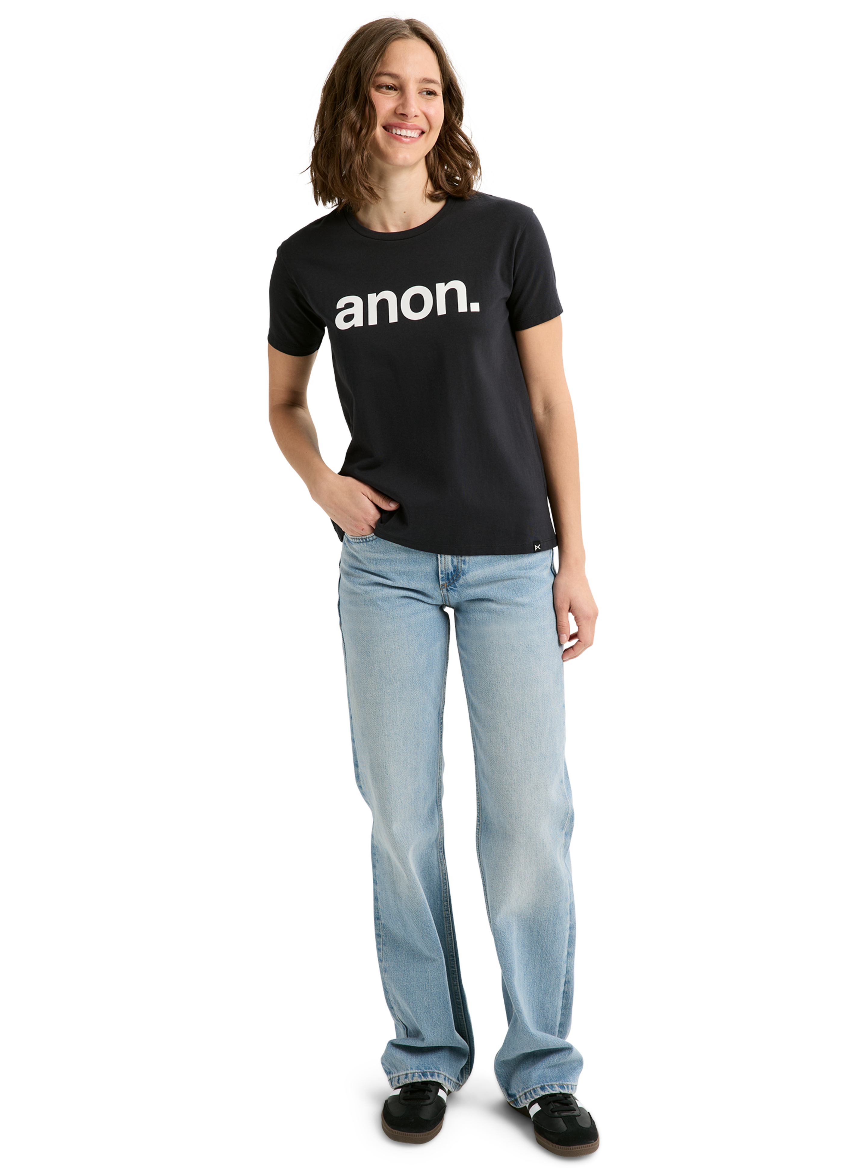 Anon Short Sleeve T-skjorte dame True Black bomull