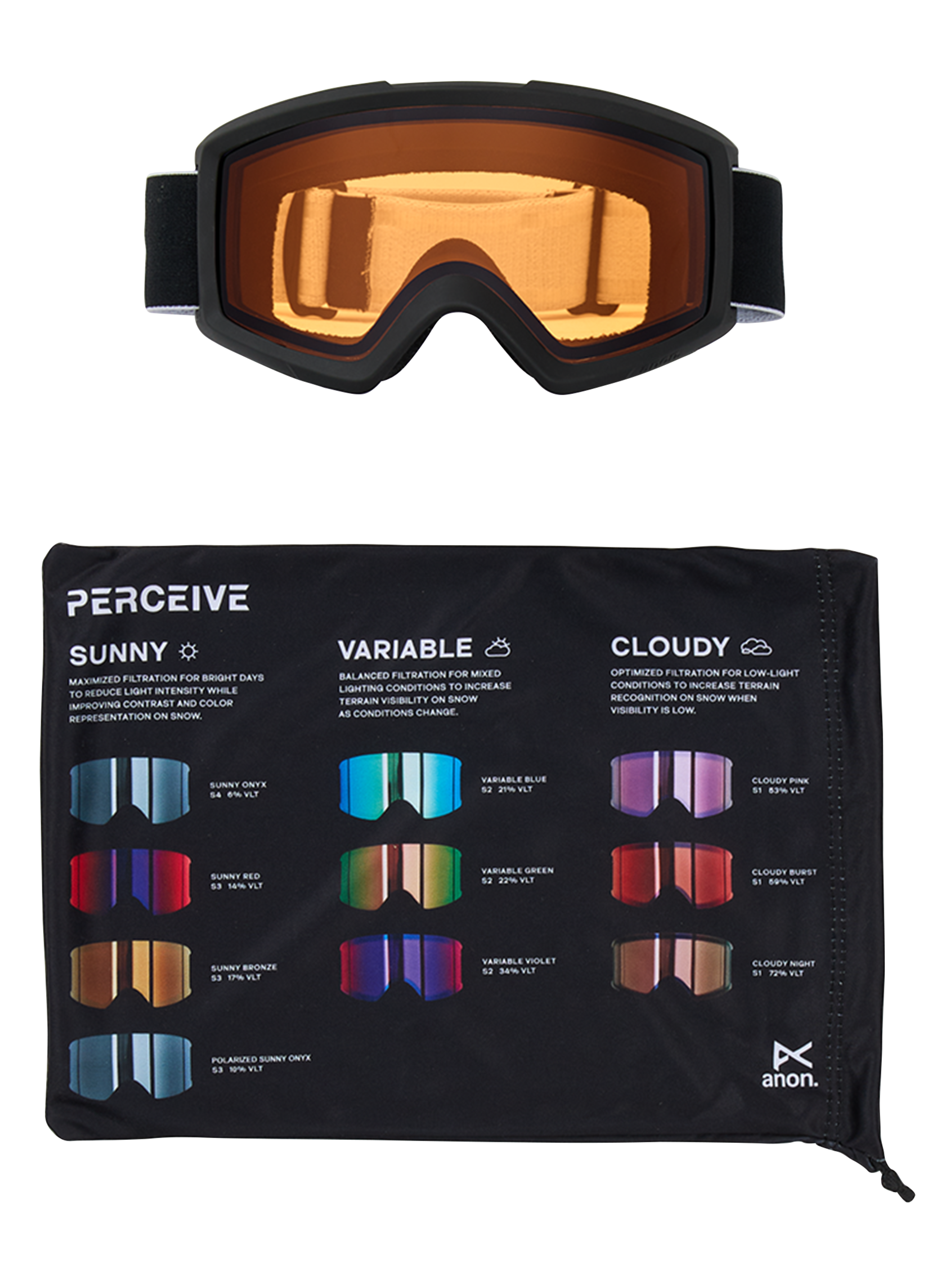 Anon Helix 2.0 skibriller Black Amber lavt lys OTG