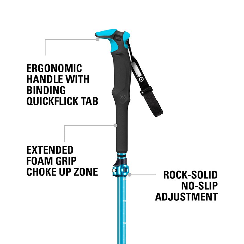 Genuine Guide Gear PIVOT toppturstav aluminium Short 105-125 cm
