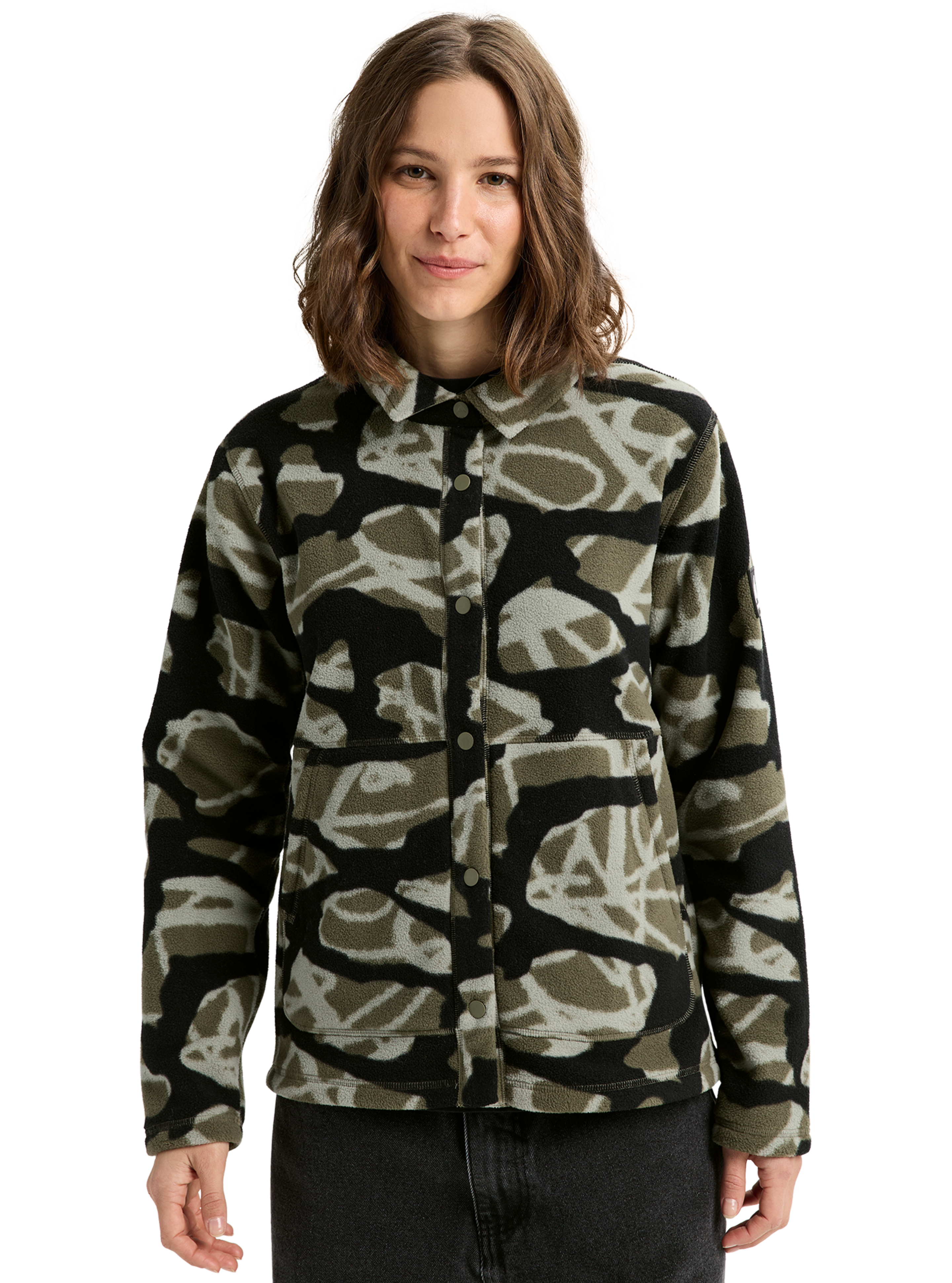 Burton Cinder Fleece snapskjorte dame graffiti camo varm